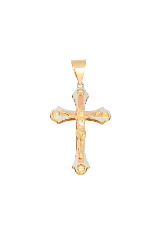 Dije 10 kilates cruz pico, Cristo 3D y oro florentino..png