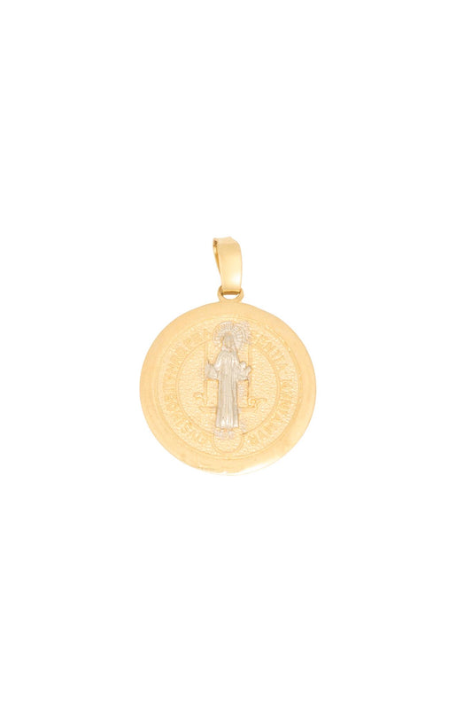 Dije 10 kilates medalla San Benito oro blanco grande..png