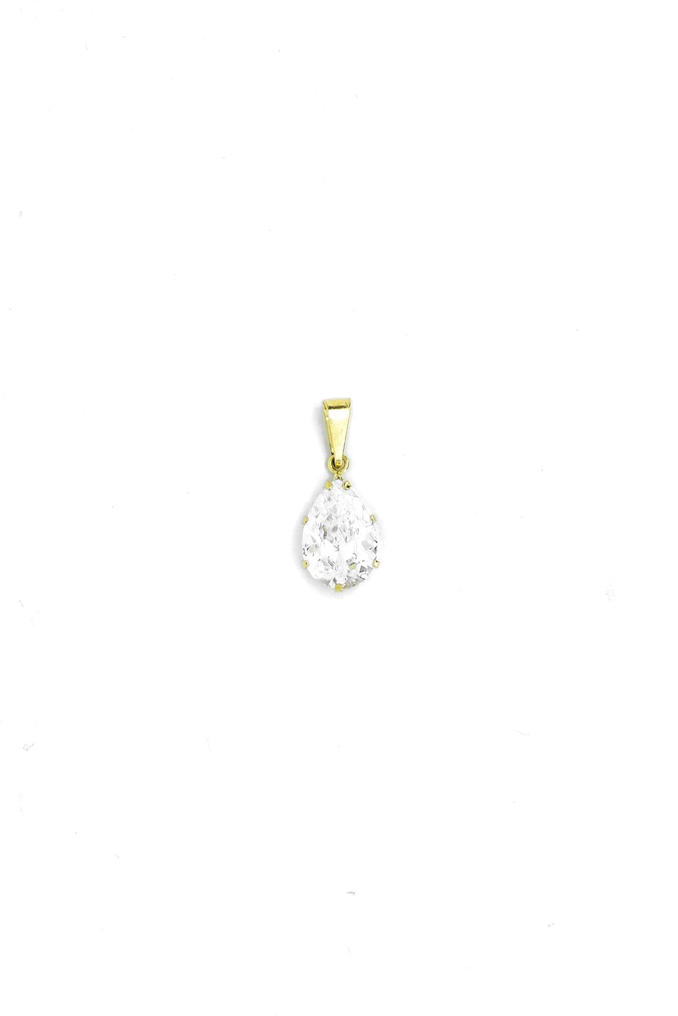 Dije de oro solido de 10 kilates con forma de gota y zirconia blanca grande.png