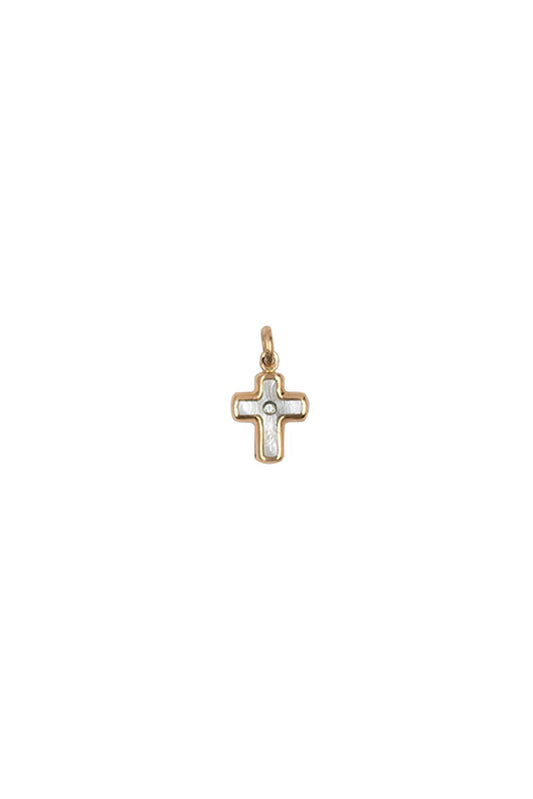Dije de oro solido de 14 kilates con forma de cruz con el centro de madre perla.png