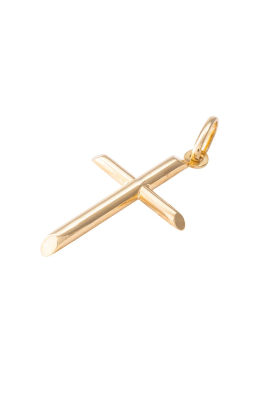 Dije de oro solido en 10 kilates con forma de cruz de cilindro.png