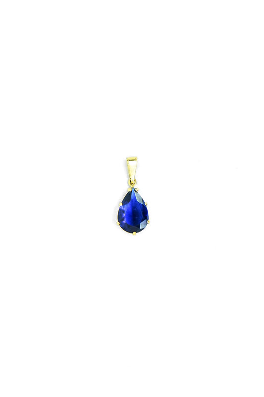 Dije de oro sólido en 10 kilates con formaa de gota y zicronia azul rey grande.png