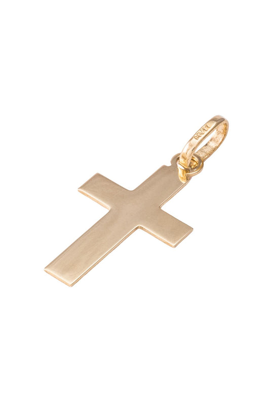 Dije de oro sólido en 14 kilates con forma de cruz placa lisa .png