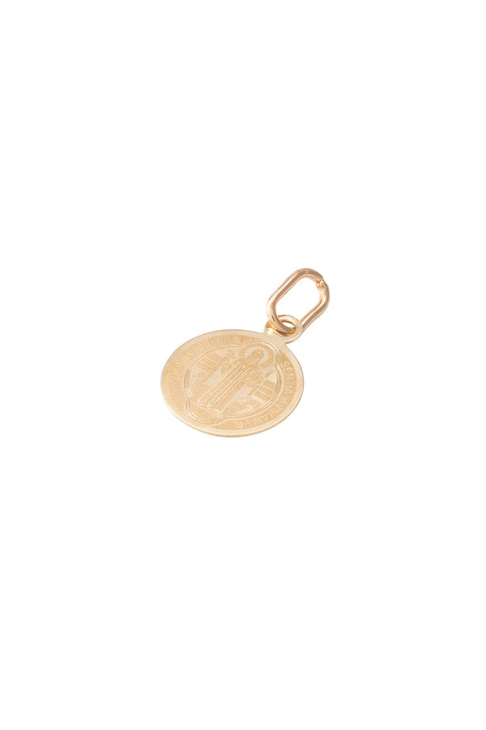 Dije medalla de oro solido en 10 kilates con forma circular con grabado laser de san benito.png