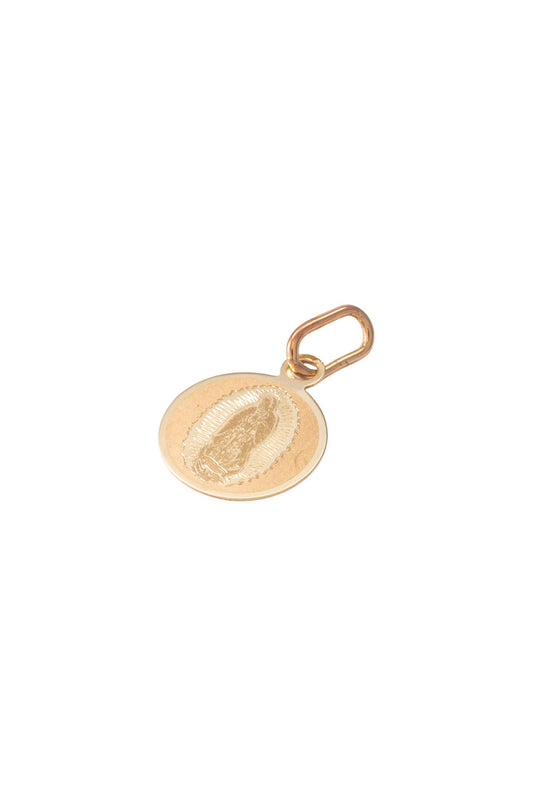 Dije medalla de oro solido en 10 kilates con forma ovalada con una virgen maria.png