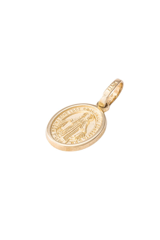 Dije medalla de oro sólido en 14 kilates con imágen de Virgen Milagrosa..png