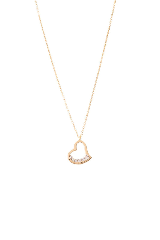 Garganilla de oro solido en 10 kilates con un contorno de corazón y un lado de zirconia.png