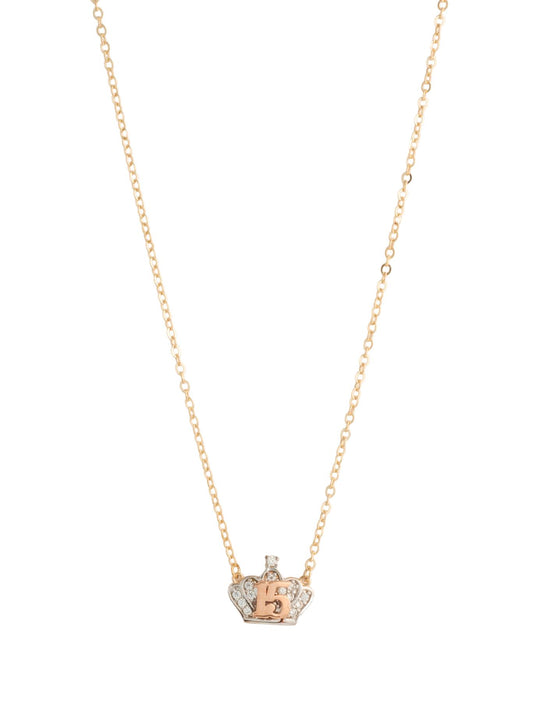 Gargantilla 10 kilates corona de zirconias y "15" en oro rosa.png