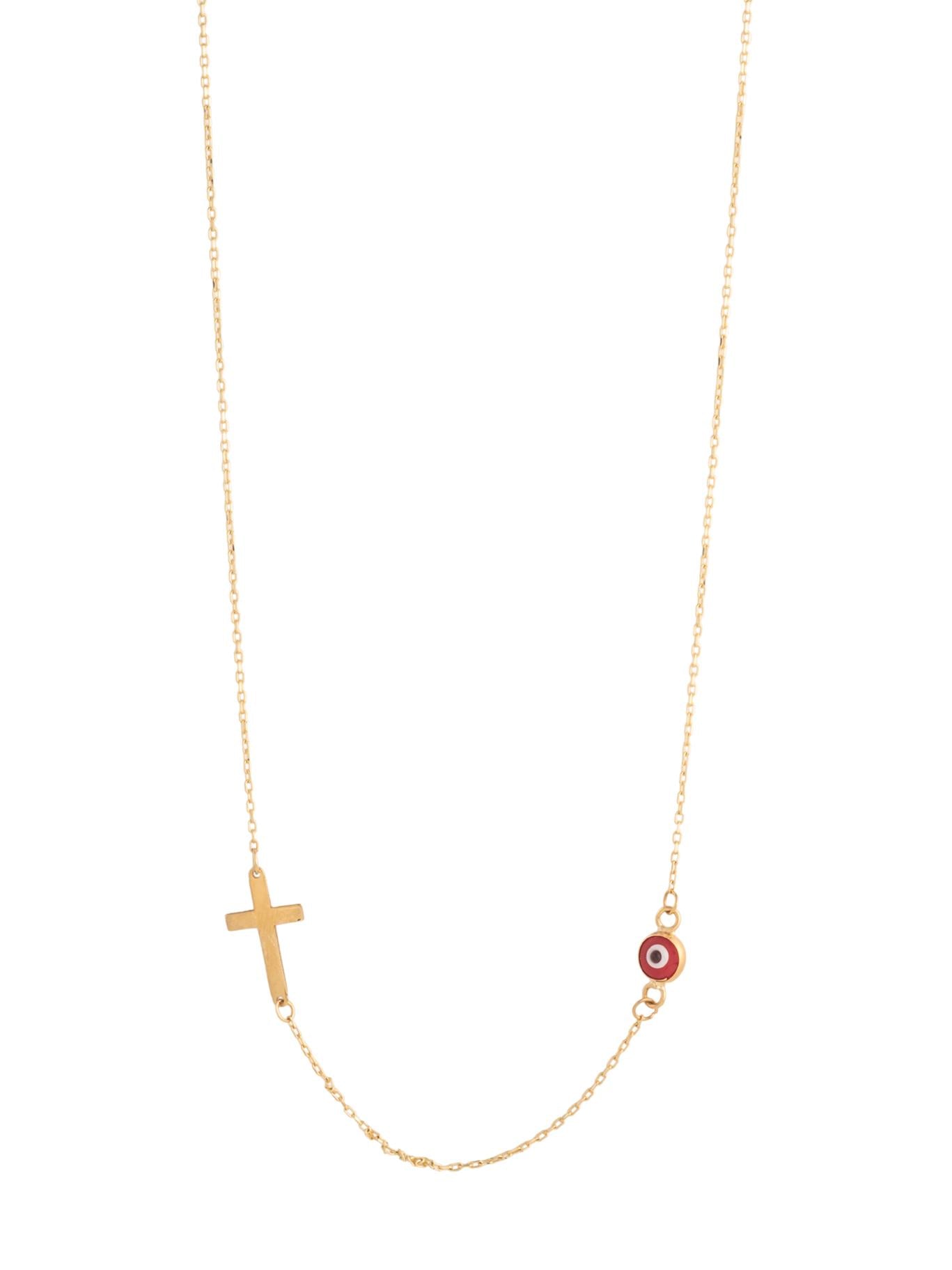 Gargantilla 10 kilates dije de cruz placa lisa y ojo rojo.png