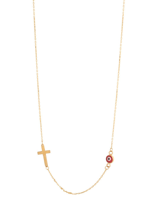 Gargantilla 10 kilates dije de cruz placa lisa y ojo rojo.png