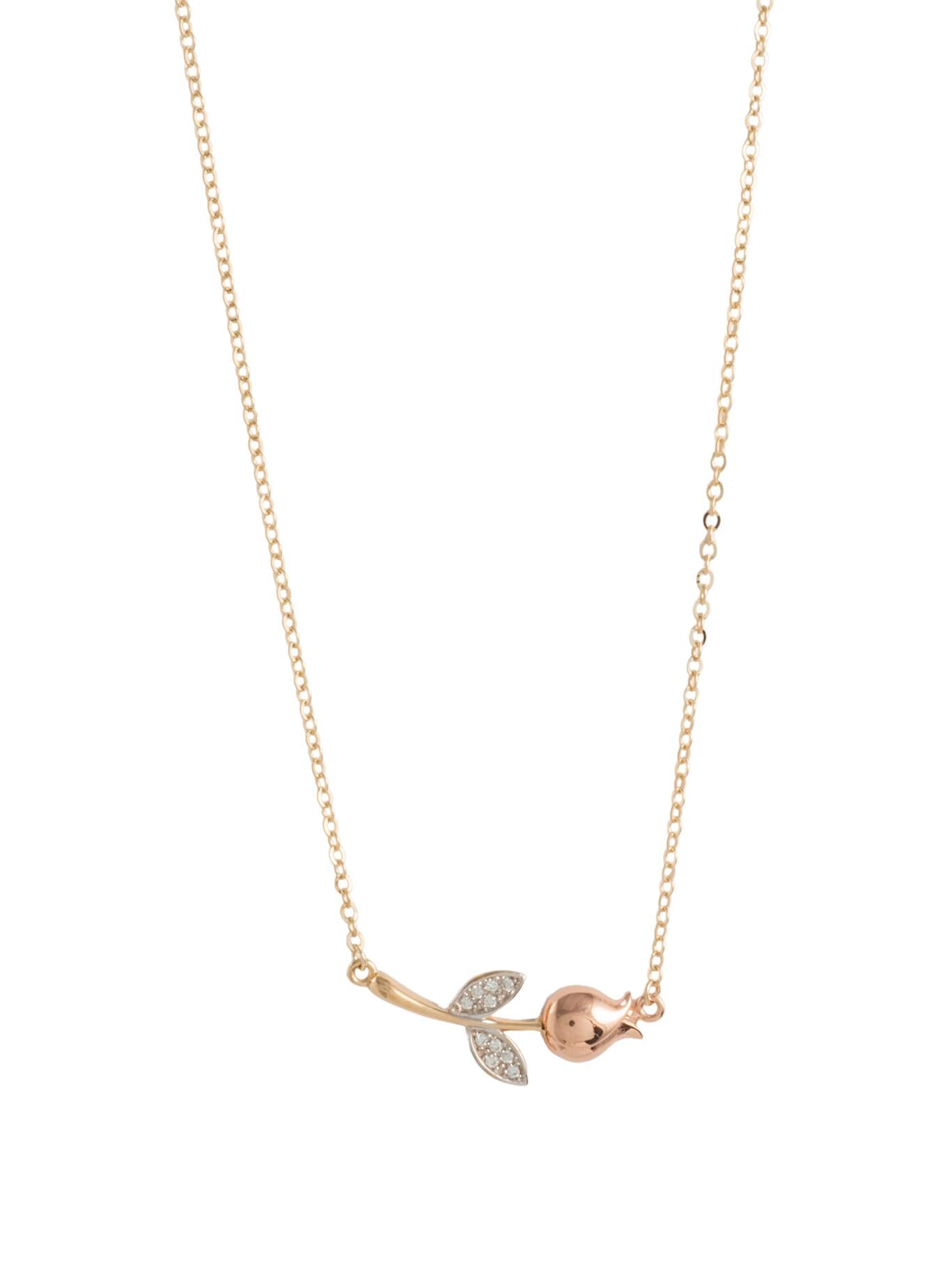 Gargantilla 10 kilates dije de rosa en oro rosa, hojas de zirconia y tallo oro amarillo.png