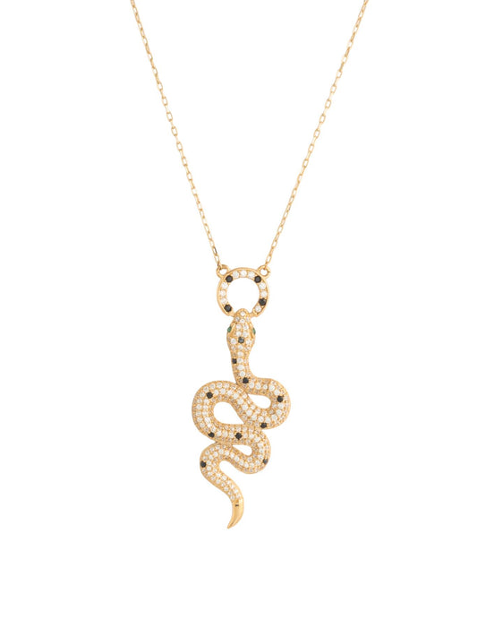 Gargantilla 10 kilates dije de serpiente de zirconias blancas, negras y ojos zirconias verdes.png