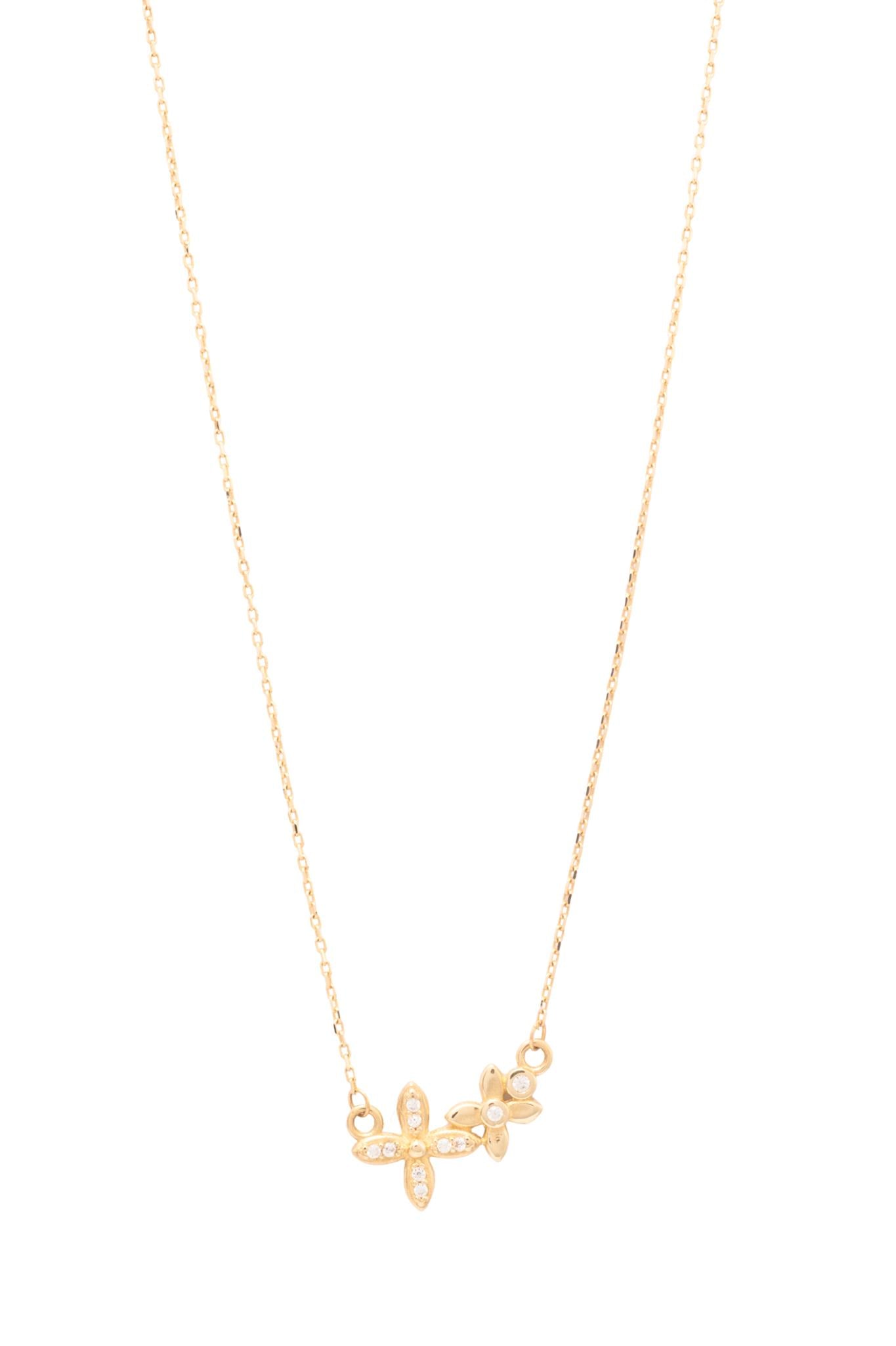 Gargantilla 10 kilates dos flores pequeñas de zirconia.png