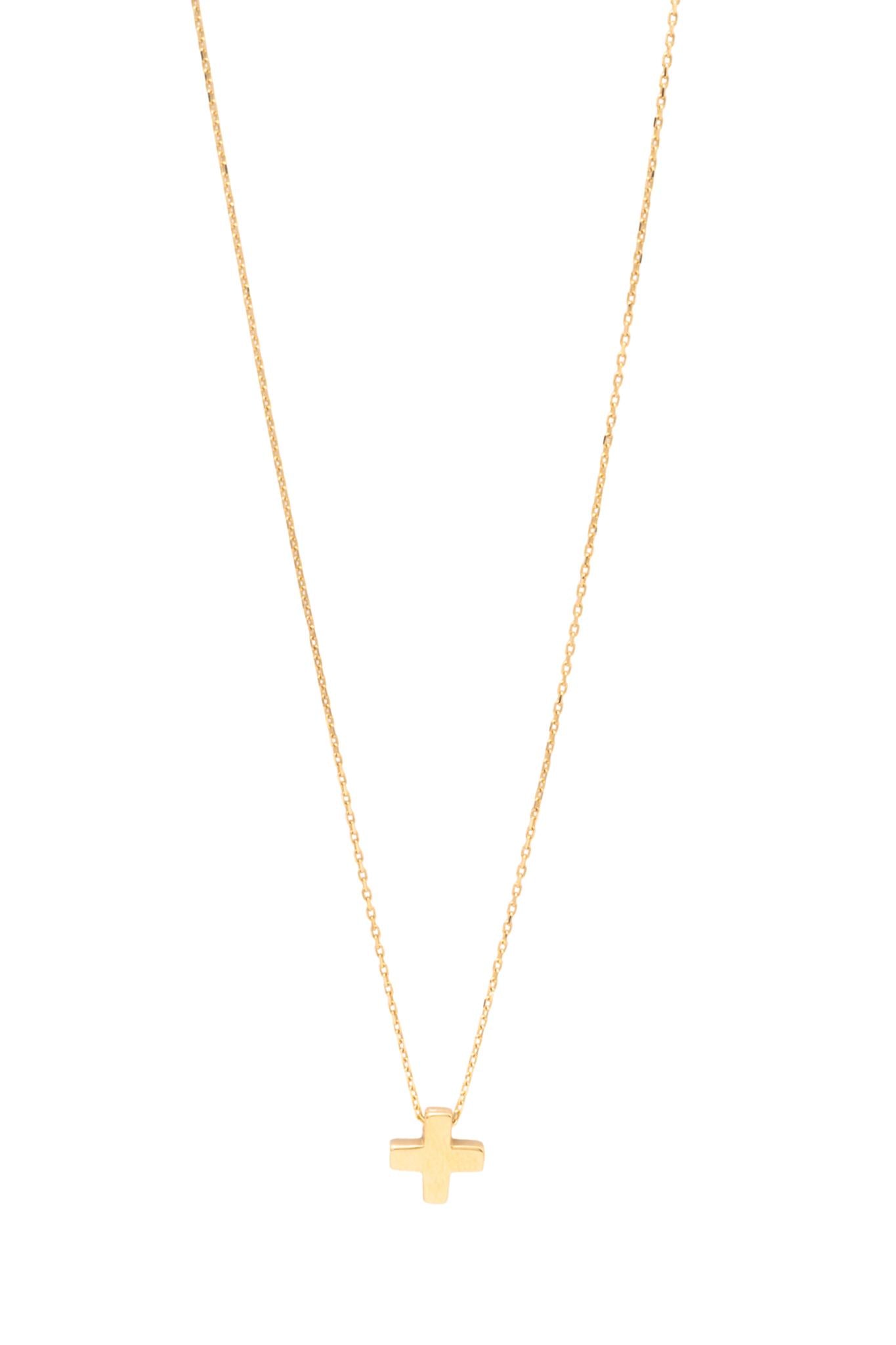 Gargantilla 10 kilates estilo de cadena sencilla, cruz cuadrada lisa..png