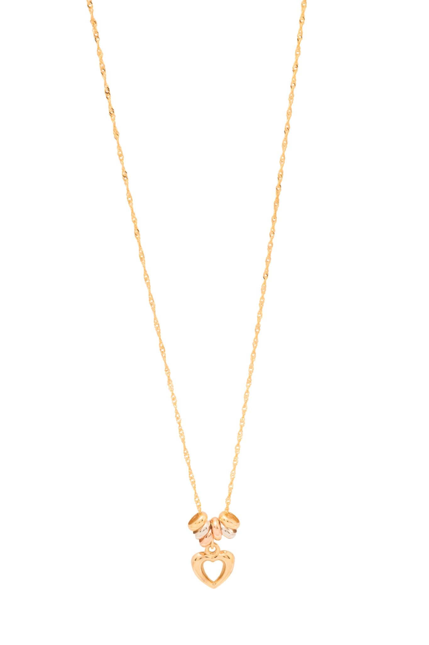 Gargantilla 10 kilates estilo de cadena serpentina delgada, semanario en oro florentino y dije de corazón..png