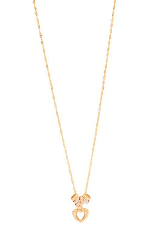 Gargantilla 10 kilates estilo de cadena serpentina delgada, semanario en oro florentino y dije de corazón..png