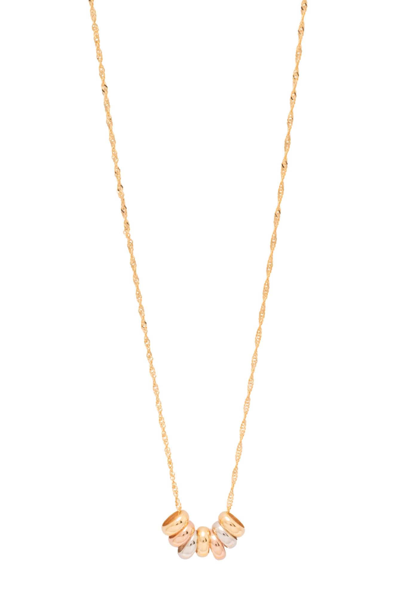 Gargantilla 10 kilates estilo de cadena serpentina, semanario de oro florentino en círculos lisos..png