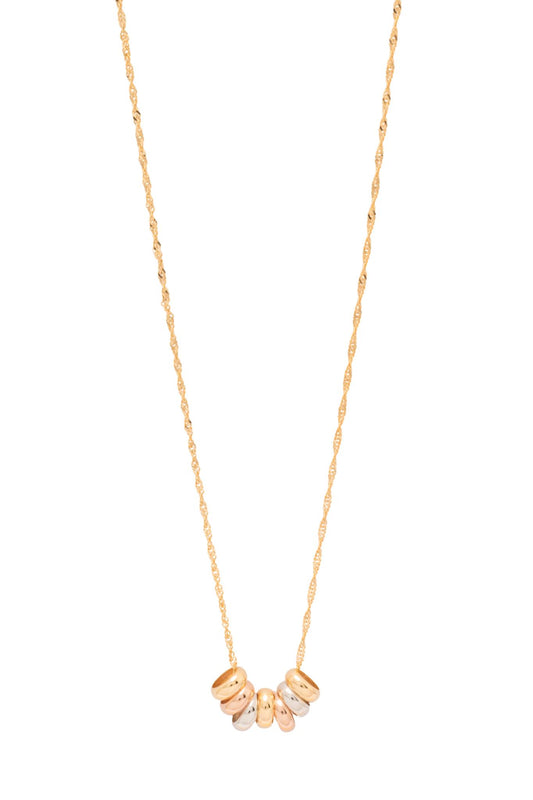 Gargantilla 10 kilates estilo de cadena serpentina, semanario de oro florentino en círculos lisos..png