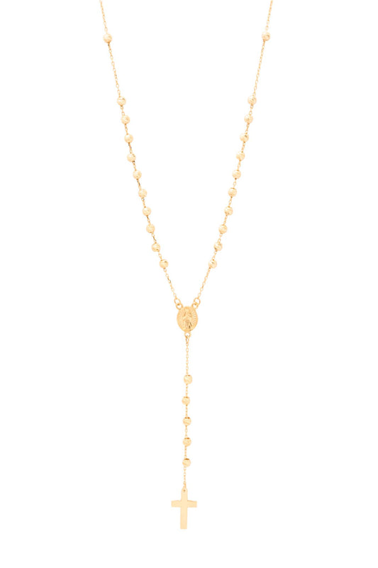 Gargantilla 10 kilates estilo de rosario mediano, estilo diamantado y cruz lisa..png