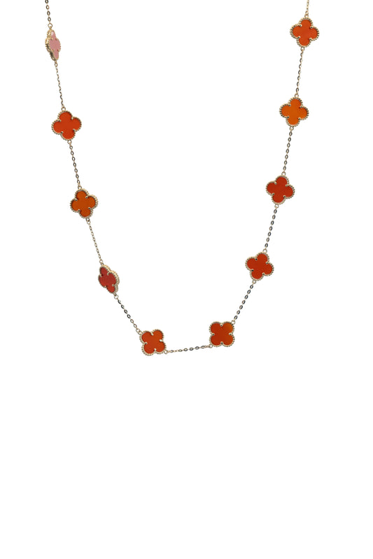 Gargantilla 10 kilates flor de cuatro pétalos diamantadas y verde grandes..png