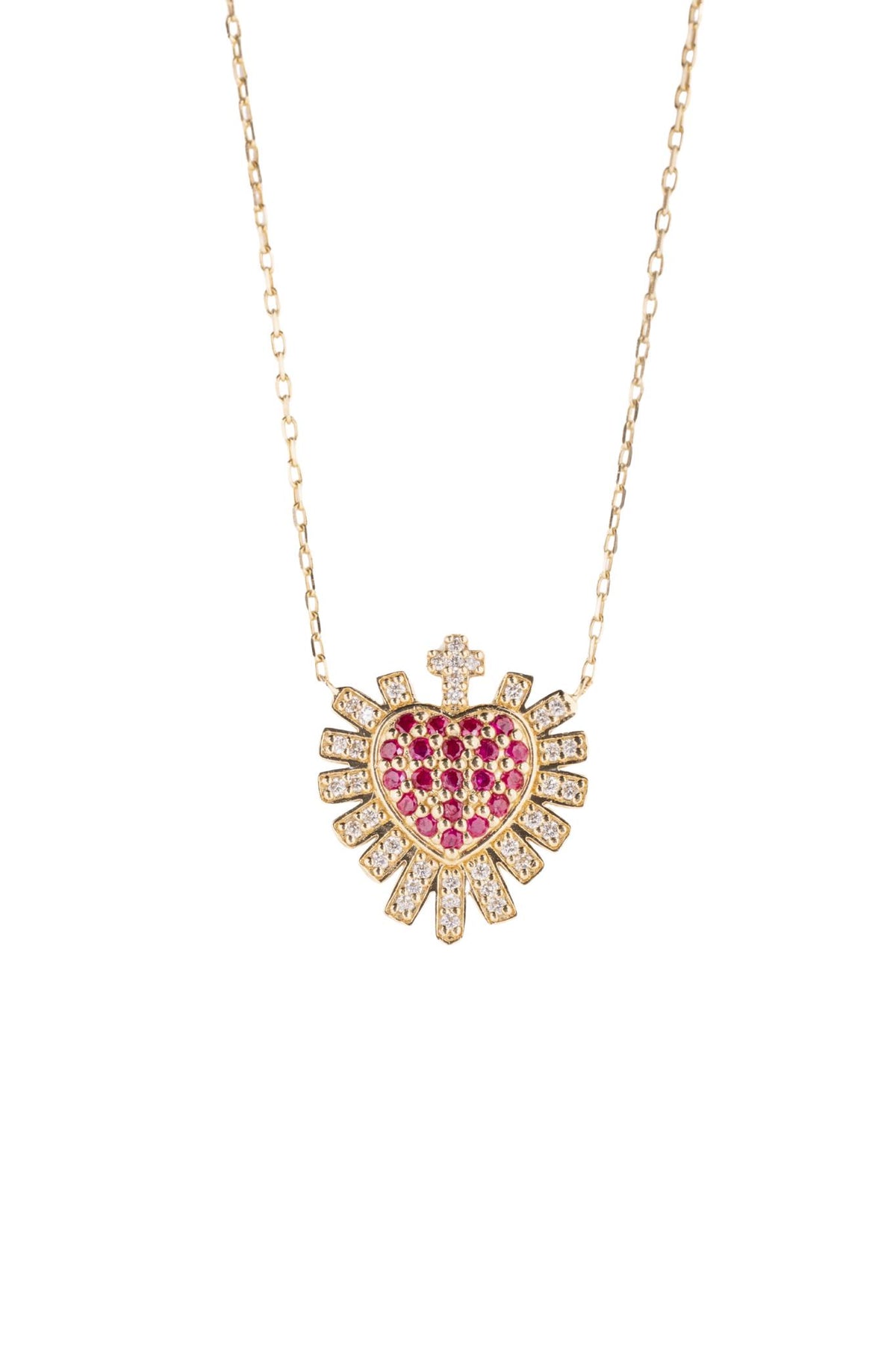 Gargantilla 14 kilates Sagrado Corazón rubies y diamantes..png