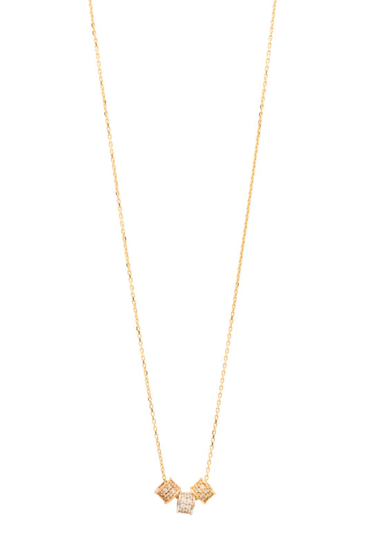 Gargantilla 14 kilates barriles de zirconia doble en oro florentino..png