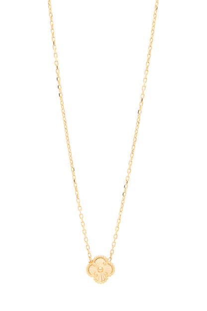 Gargantilla 14 kilates una flor de cuatro pétalos chica en oro dorado..png