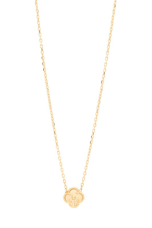 Gargantilla 14 kilates una flor de cuatro pétalos chica en oro dorado..png