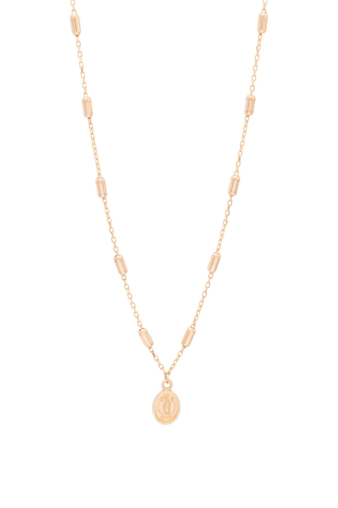 Gargantilla de oro sólido en 10 kilates con barriles lisos y medalla Virgen de Guadalupe..png