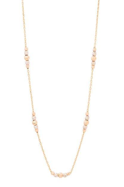 Gargantilla de oro sólido en 10 kilates con bolitas en  oro florentino en estilo diamantado .png