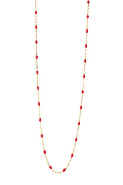Gargantilla de oro sólido en 10 kilates con bolitas esmaltadas rojas simple..png