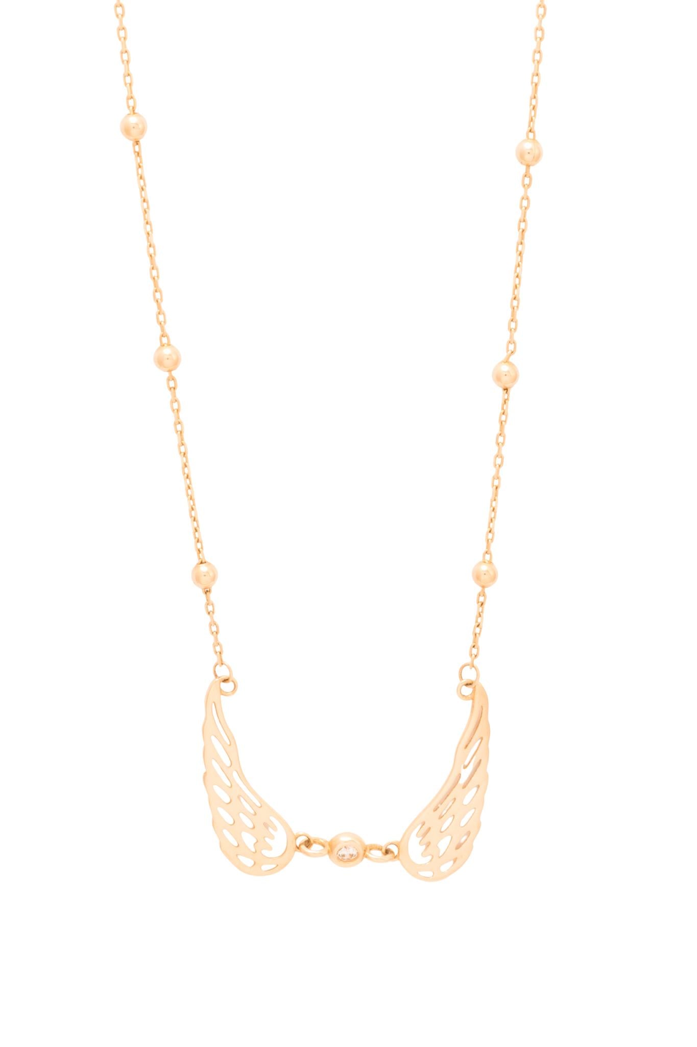 Gargantilla de oro sólido en 10 kilates con bolitas lisas oro amarillo y alas con grecas huecas y al centro zirconia biselada..png