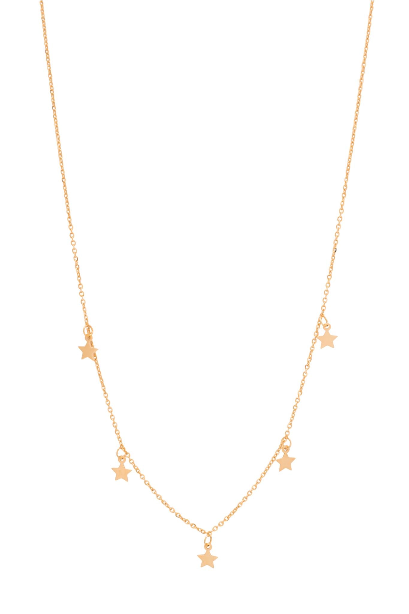 Gargantilla de oro sólido en 10 kilates con cinco estrellas lisas pequeñas.png