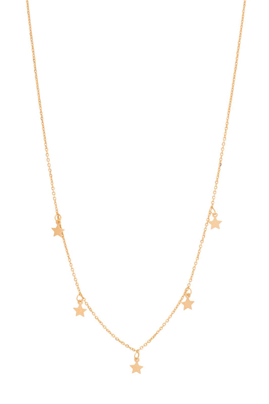 Gargantilla de oro sólido en 10 kilates con cinco estrellas lisas pequeñas.png