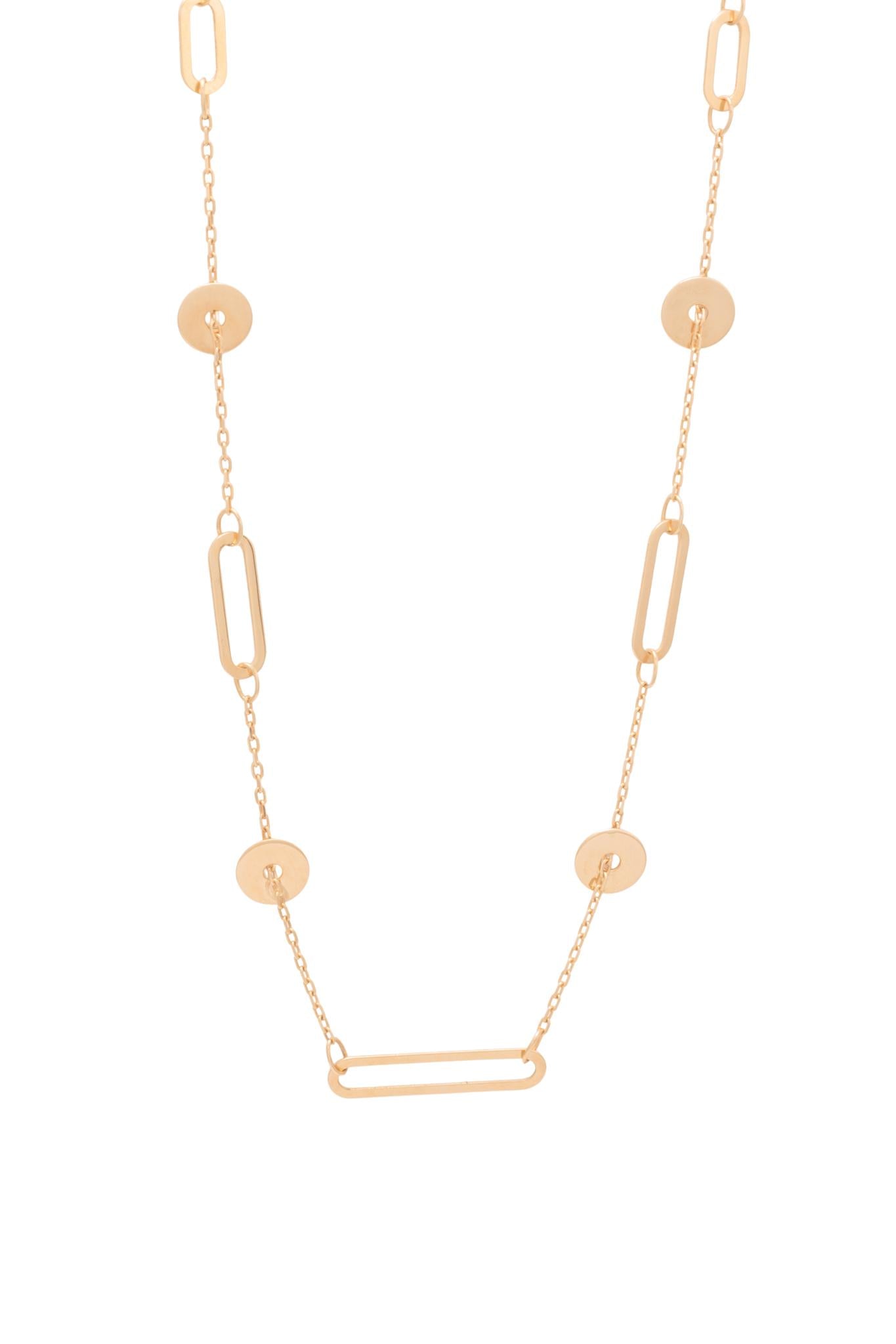 Gargantilla de oro sólido en 10 kilates con círculos y eslabones rectangulares ovalados..png