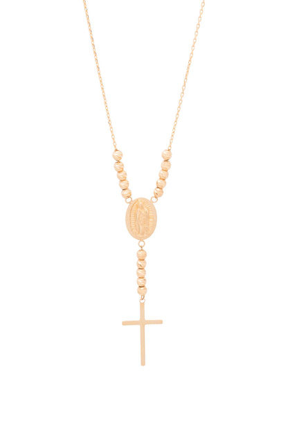Gargantilla de oro sólido en 10 kilates con decenario de bolitas diamantadas, medalla Virgen de Guadalupe y cruz placa lisa..png
