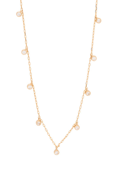 Gargantilla de oro sólido en 10 kilates con dijes de zirconias blancas biseladas..png