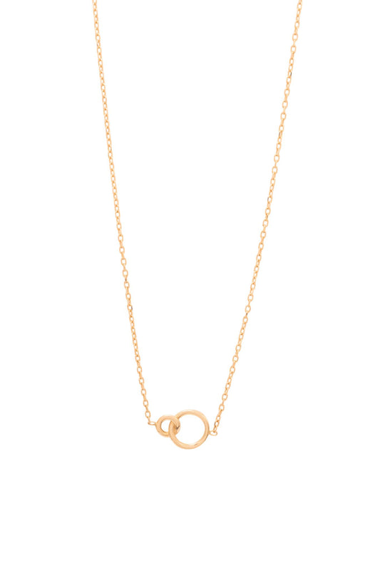 Gargantilla de oro sólido en 10 kilates con dos aros enlazados lisos chico y grande..png