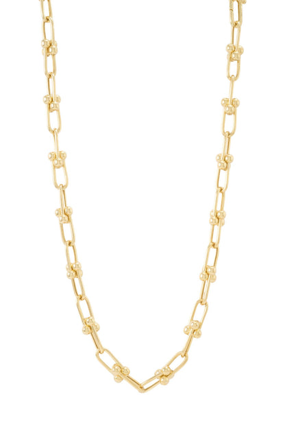 Gargantilla de oro sólido en 10 kilates con eslabones de U y bolitas lisas..png