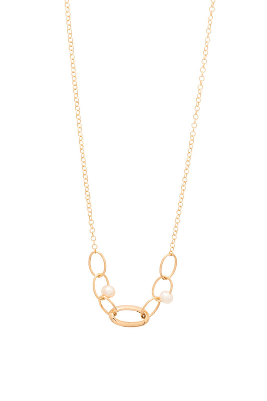 Gargantilla de oro sólido en 10 kilates con eslabones ovalados lisos y perlas..png