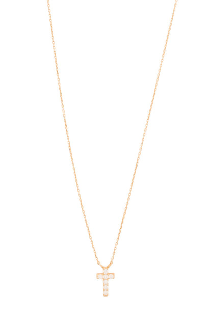 Gargantilla de oro sólido en 10 kilates con estilo de cadena clasica por una cruz chica en el centro con zirconia.png