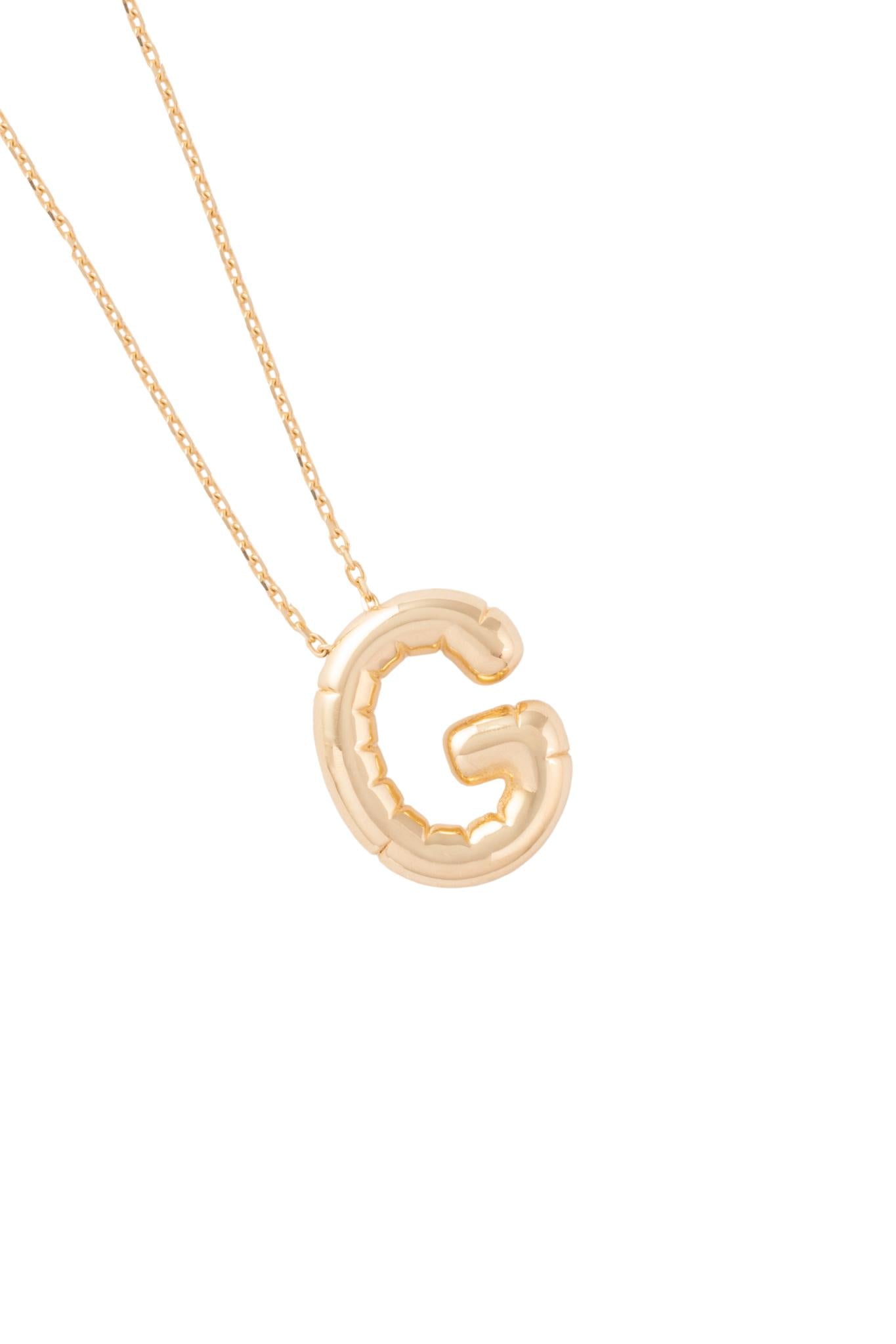 Gargantilla de oro sólido en 10 kilates con forma de inicial globo lisa "G".png