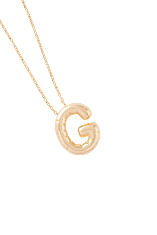 Gargantilla de oro sólido en 10 kilates con forma de inicial globo lisa "G".png