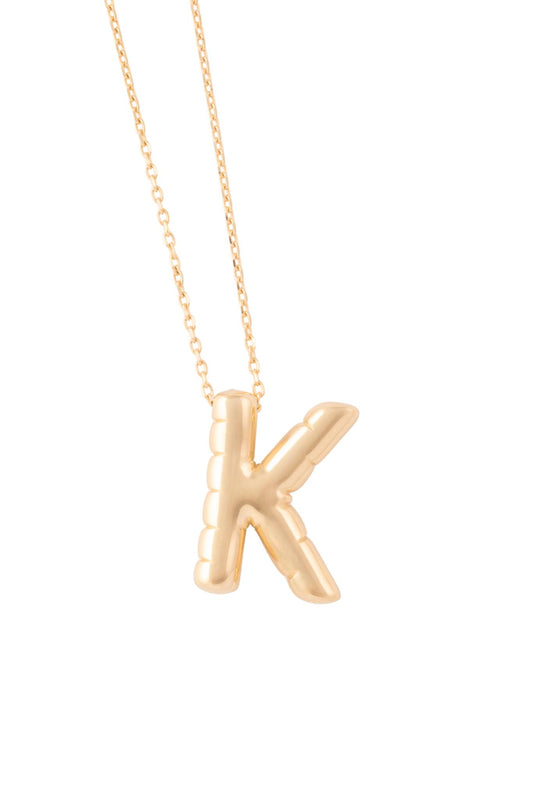 Gargantilla de oro sólido en 10 kilates con forma de inicial globo lisa "K".png