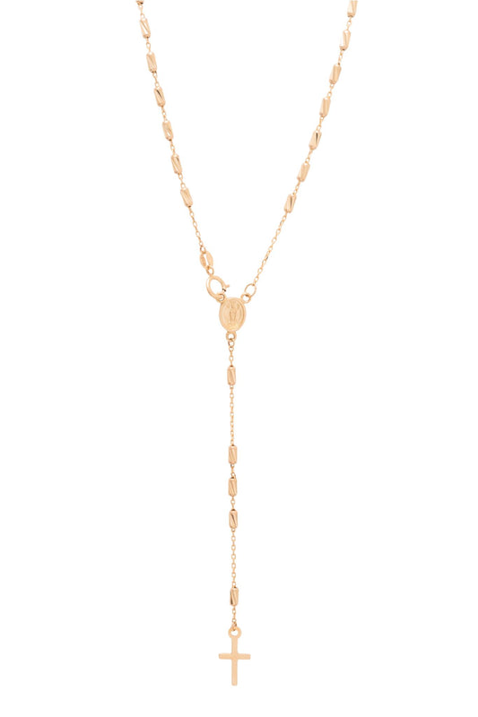 Gargantilla de oro sólido en 10 kilates con forma de rosario con bolitas de cilindro en estilo diamantado .png