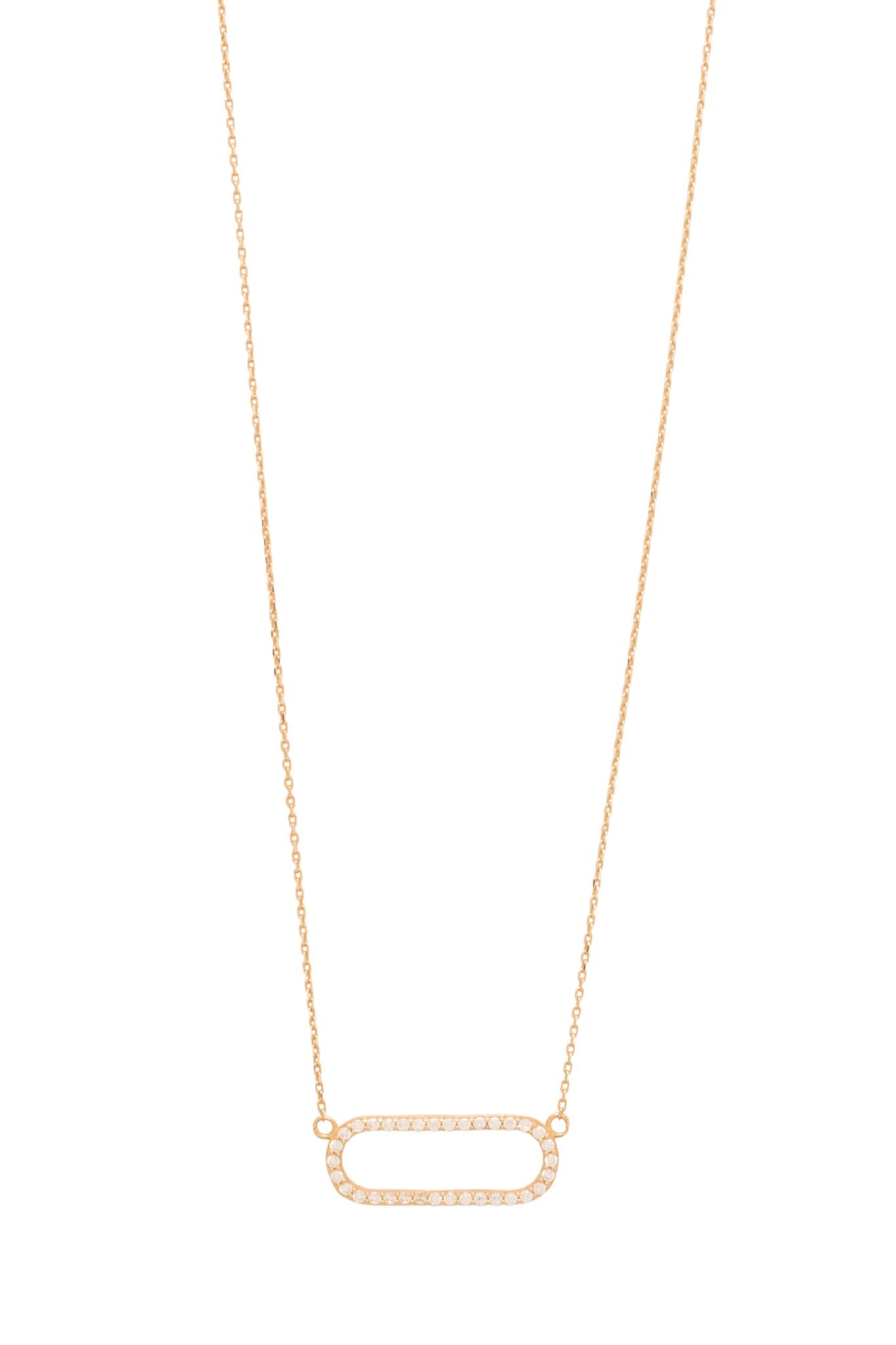 Gargantilla de oro sólido en 10 kilates con un estilo de cadena sencilla con un contorno de ovalo con zirconias.png