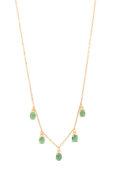 Gargantilla de oro sólido en 14 kilates con cinco esmeraldas colgantes ovales..png