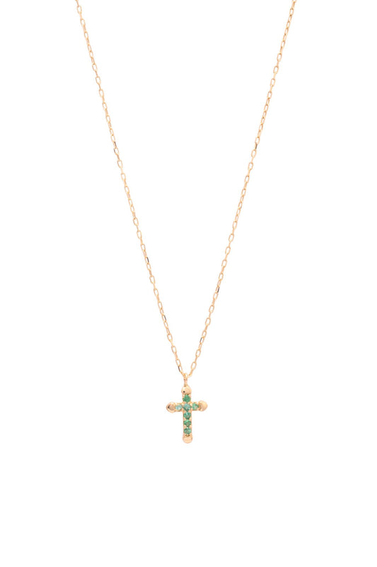 Gargantilla de oro sólido en 14 kilates con cruz de esmeraldas..png