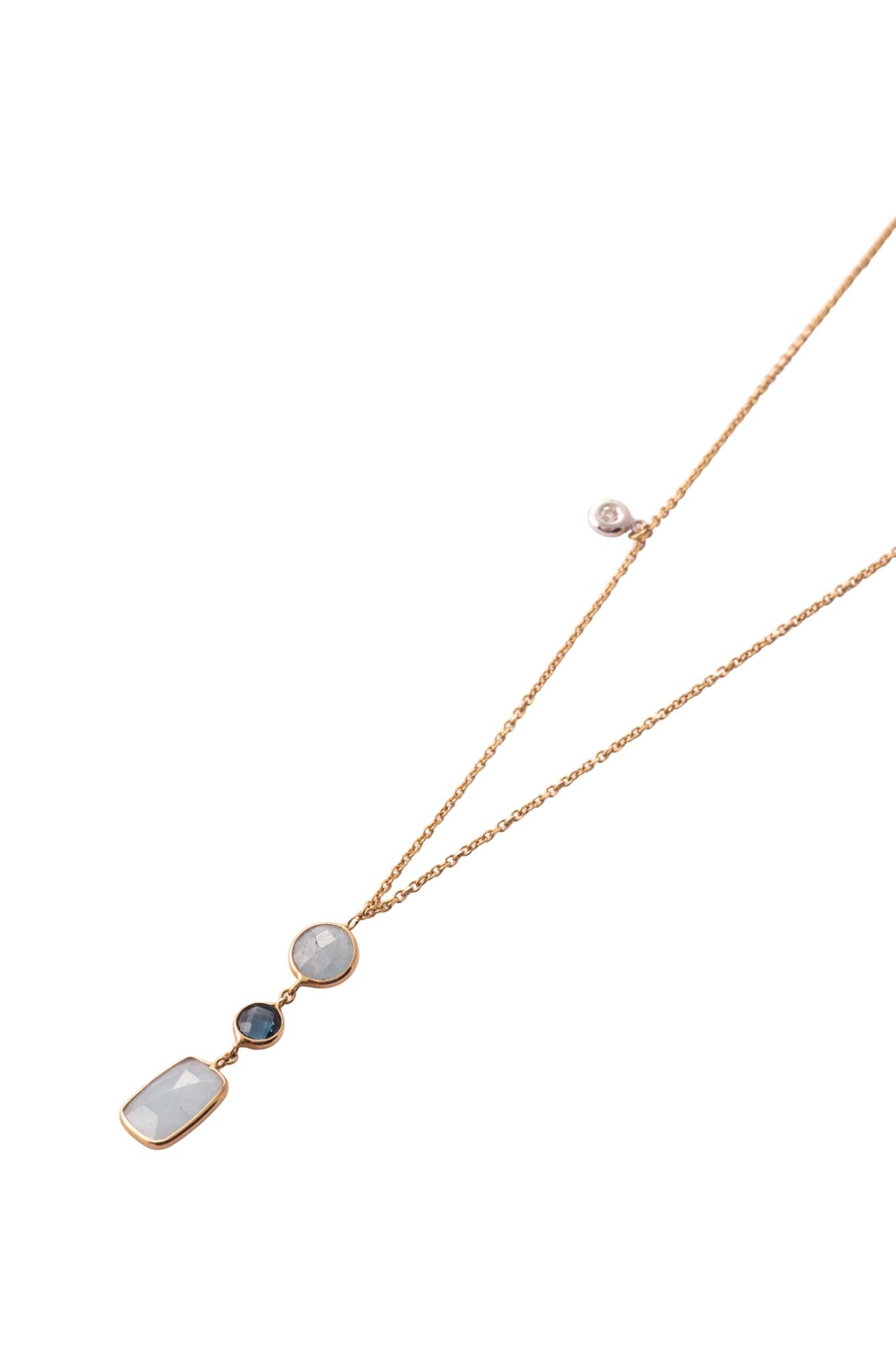 Gargantilla de oro sólido en 14 kilates con dije de corbatin y diamante de 0.04 cts y piedras ..png