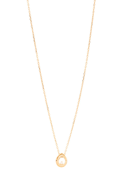 Gargantilla de oro sólido en 14 kilates, silueta de gota doble y zirconia pequeña al centro..png